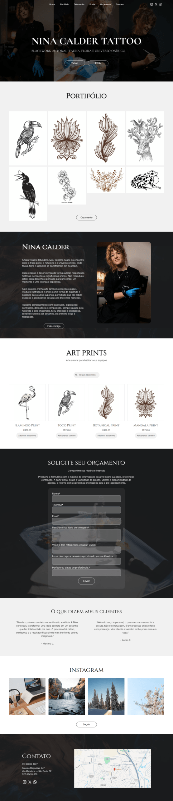 Site tatuadora portifolio tatuagem